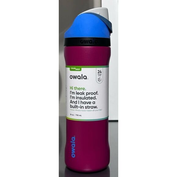 OWALA COLOR DROP “YES WE CRANBERRY” 24oz FreeSip Water Bottle - Picture 1 of 5